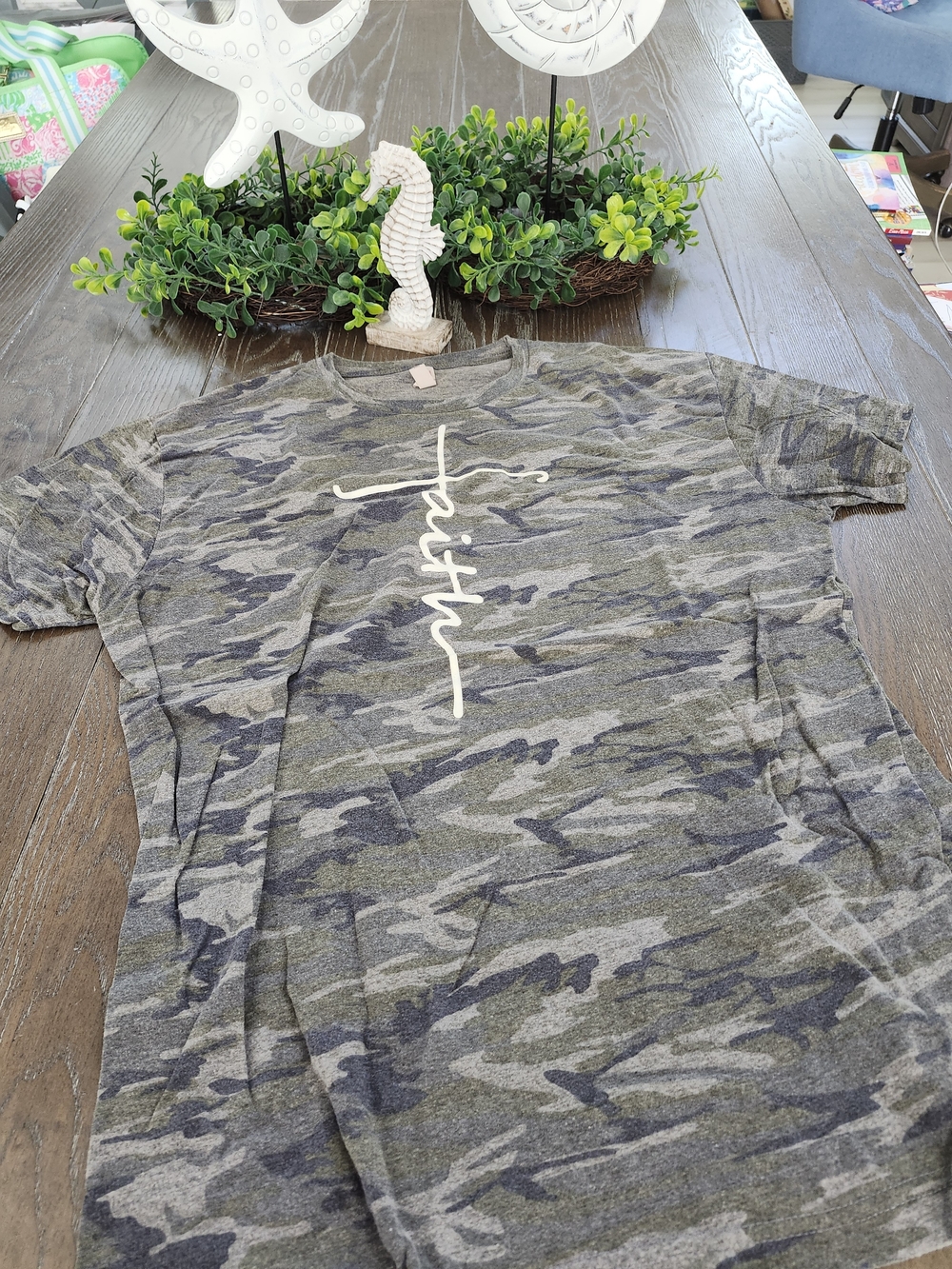 Love In Camo Short Sleeve Tee in Olive and Gray